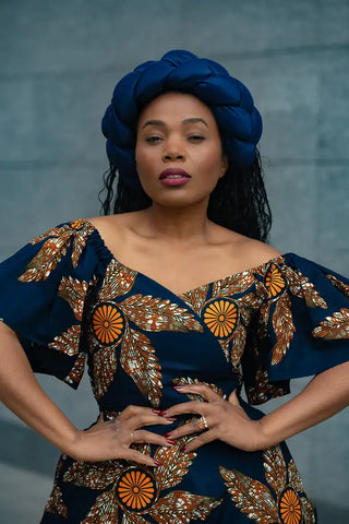 OMOLOLA NAVY BRAIDED TURBAN HEADWRAPS