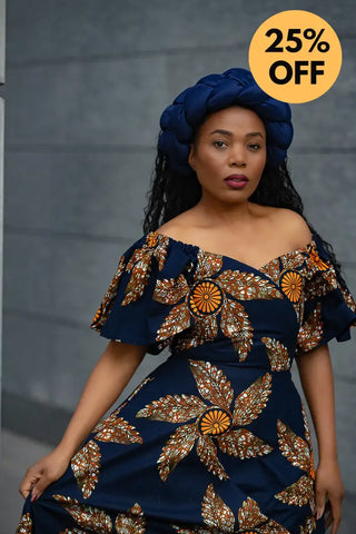 OMOLOLA NAVY BRAIDED TURBAN HEADWRAPS