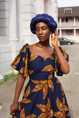 OMOLOLA NAVY BRAIDED TURBAN HEADWRAPS