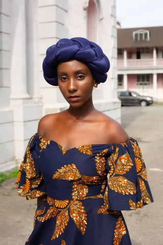 OMOLOLA NAVY BRAIDED TURBAN HEADWRAPS