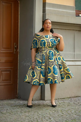 Oyin Blue And Gold Dress Dresses