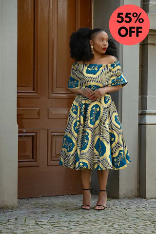 Oyin Blue And Gold Dress Dresses
