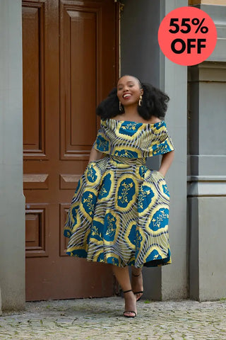 Oyin Blue And Gold Dress Dresses