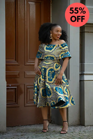 Oyin Blue And Gold Dress Dresses