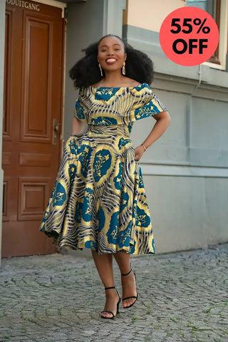 Oyin Blue And Gold Dress Dresses