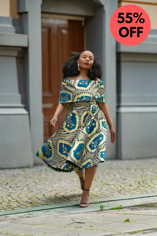 Oyin Blue And Gold Dress Dresses