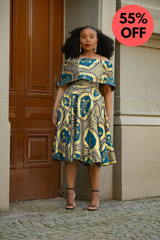 Oyin Blue And Gold Dress Dresses