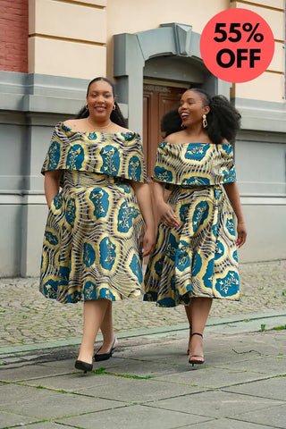 Oyin Blue And Gold Dress Dresses