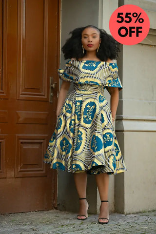 Oyin Blue And Gold Dress Dresses
