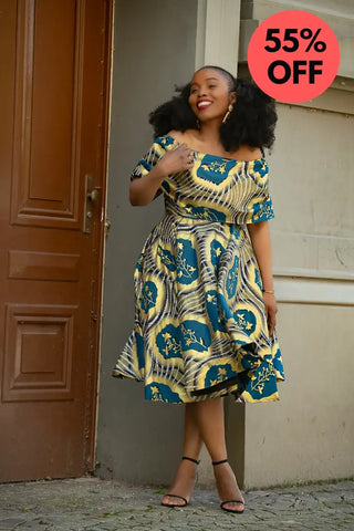 Oyin Blue And Gold Dress Dresses