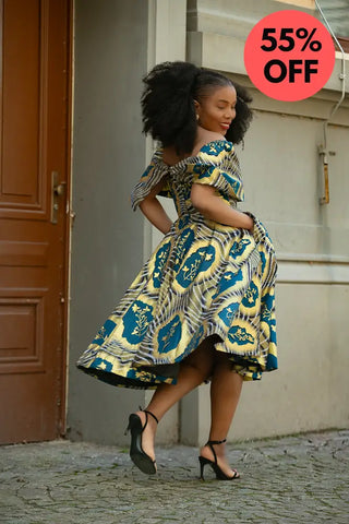 Oyin Blue And Gold Dress Dresses