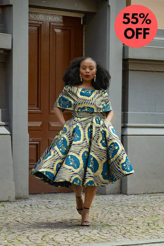 Oyin Blue And Gold Dress Dresses