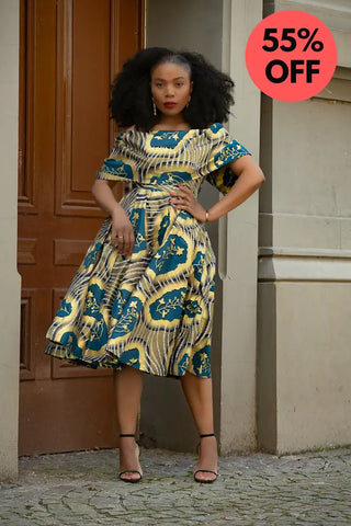 Oyin Blue And Gold Dress Dresses