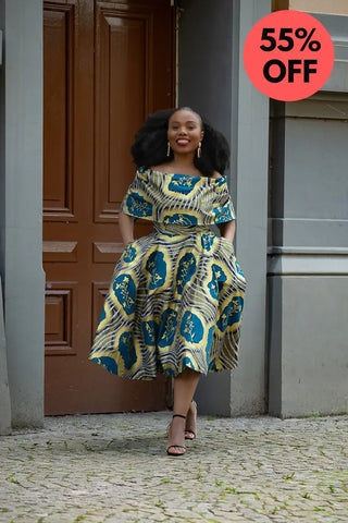 Oyin Blue And Gold Dress Dresses