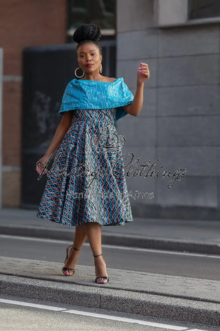 Oyin Blue And Silver Midi Dress