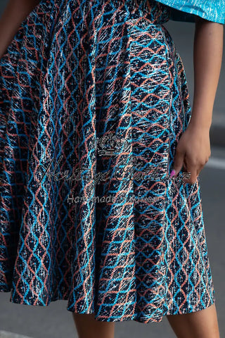 Oyin Blue And Silver Midi Dress