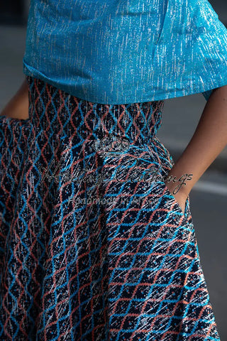 Oyin Blue And Silver Midi Dress