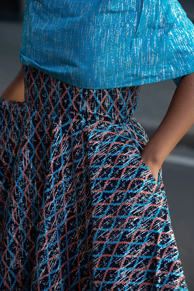Oyin Blue And Silver Midi Dress