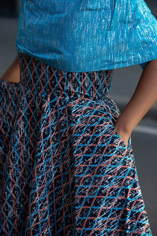 Oyin Blue And Silver Midi Dress