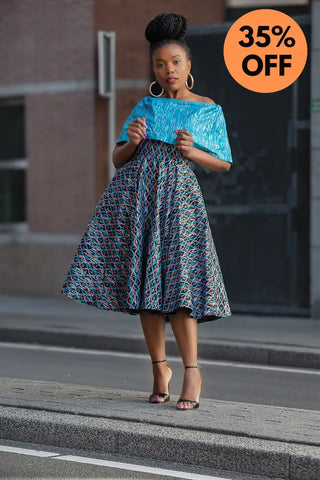 Oyin Blue And Silver Midi Dress