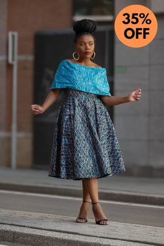 Oyin Blue And Silver Midi Dress