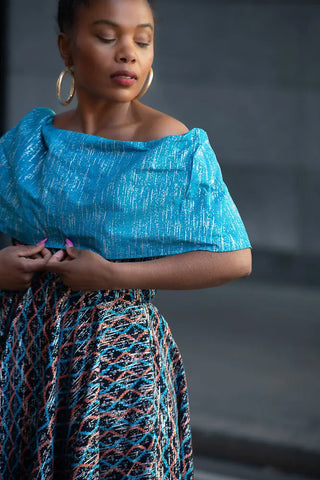 Oyin Blue And Silver Midi Dress