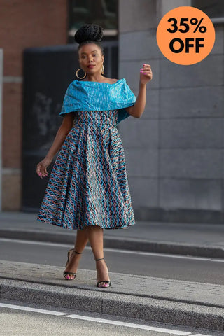 Oyin Blue And Silver Midi Dress