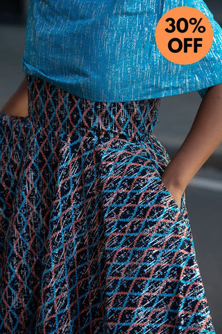 Oyin Blue And Silver Midi Dress