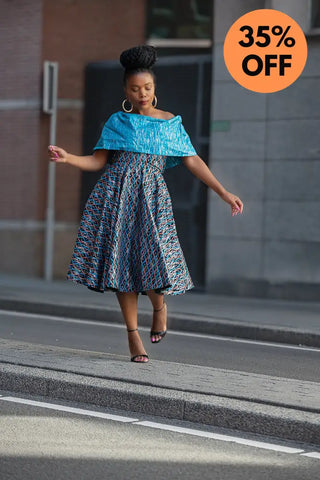 Oyin Blue And Silver Midi Dress