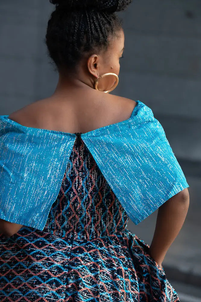 Oyin Blue And Silver Midi Dress