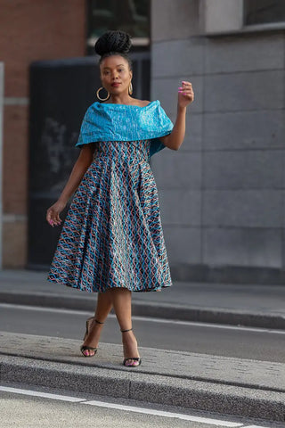 Oyin Blue And Silver Midi Dress