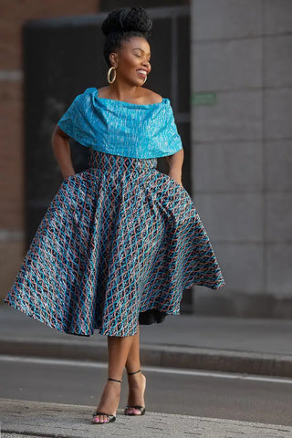 Oyin Blue And Silver Midi Dress