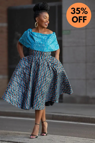 Oyin Blue And Silver Midi Dress