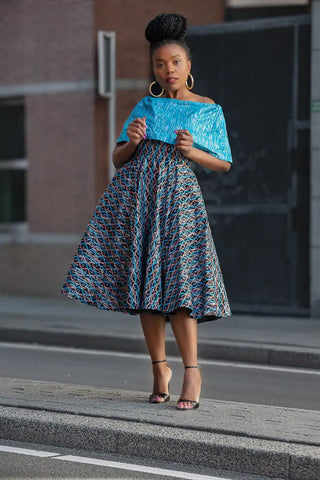 Oyin Blue And Silver Midi Dress