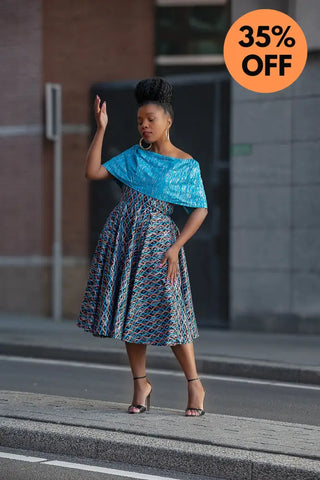 Oyin Blue And Silver Midi Dress