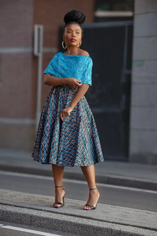Oyin Blue And Silver Midi Dress