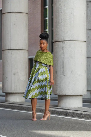 Oyin Green And Gold Midi Dress
