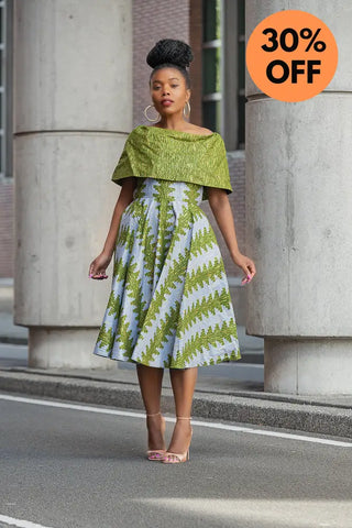 Oyin Green And Gold Midi Dress