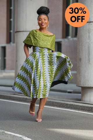 Oyin Green And Gold Midi Dress