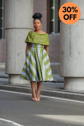 Oyin Green And Gold Midi Dress