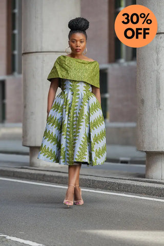 Oyin Green And Gold Midi Dress