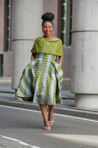 Oyin Green And Gold Midi Dress
