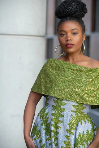 Oyin Green And Gold Midi Dress