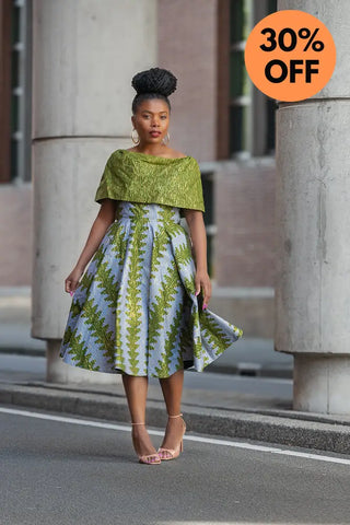 Oyin Green And Gold Midi Dress