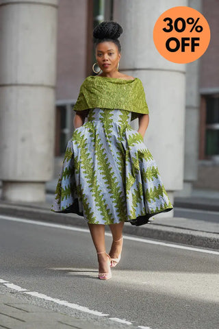 Oyin Green And Gold Midi Dress