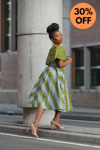 Oyin Green And Gold Midi Dress