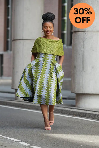 Oyin Green And Gold Midi Dress