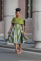Oyin Green And Gold Midi Dress