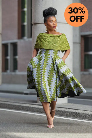 Oyin Green And Gold Midi Dress