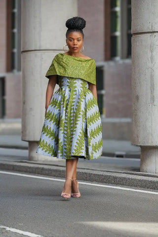 Oyin Green And Gold Midi Dress